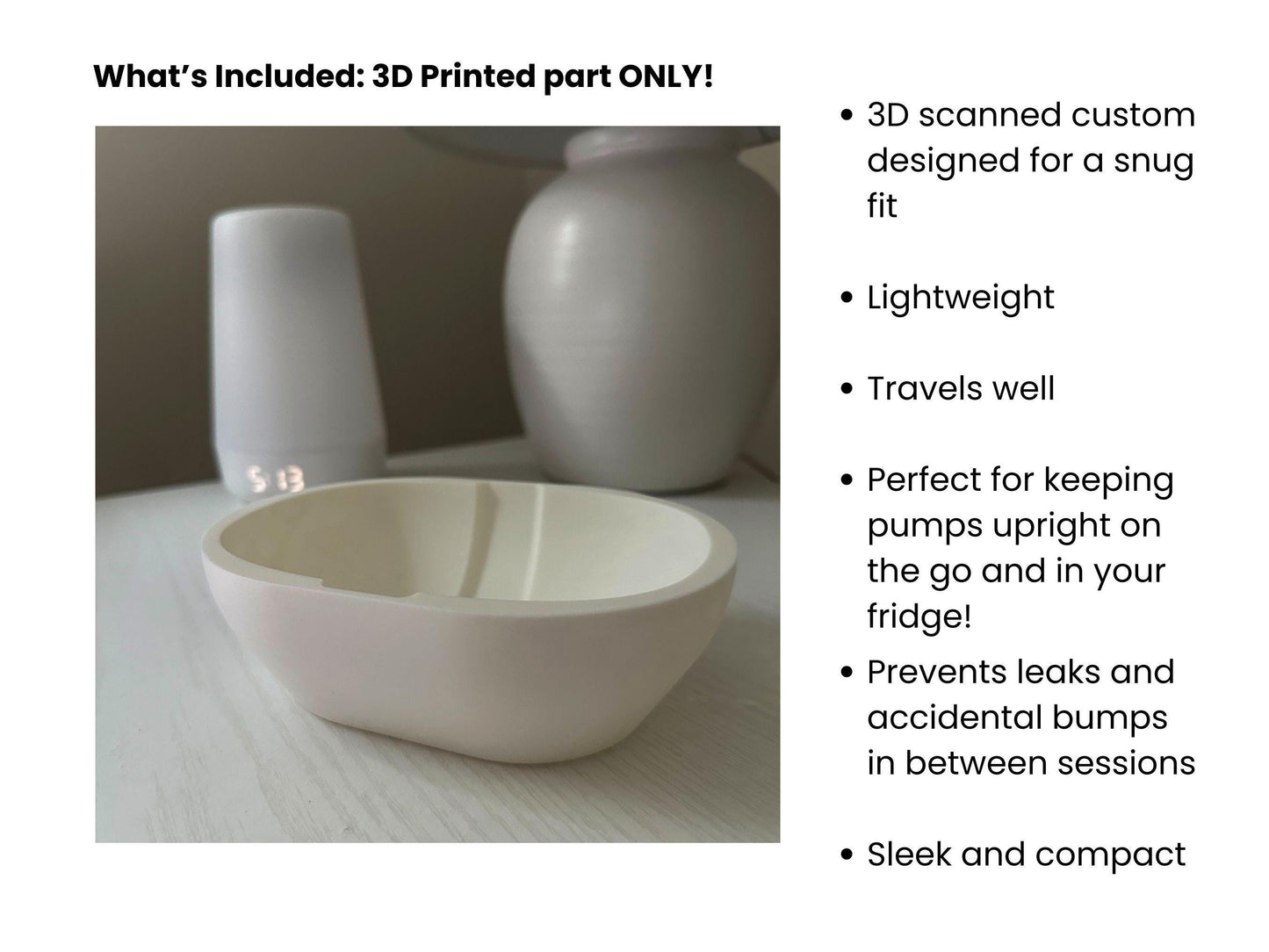 3D Printed Eufy S1 Breast Pump Holder - Hands Free Pump Stand for nightstand or fridge